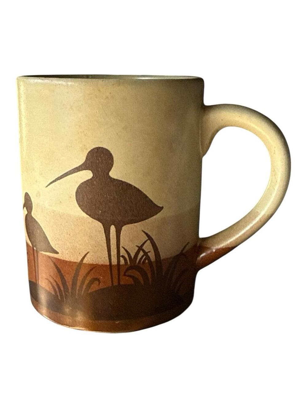 Vintage Otagiri Crane Bird Stoneware Handpainted Mug